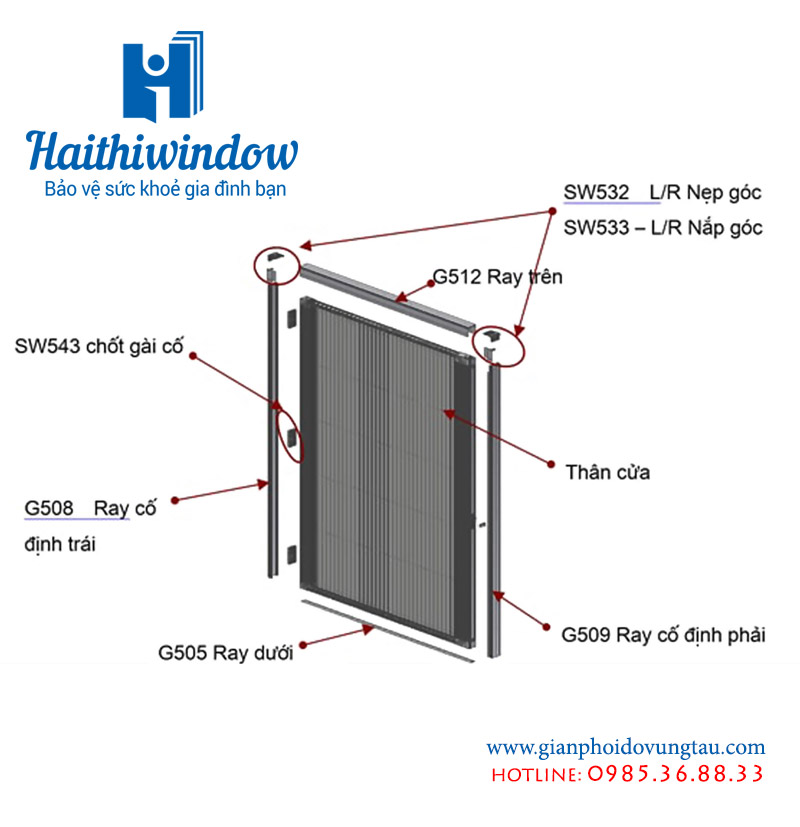 Cấu tạo cửa lưới chống muỗi xếp