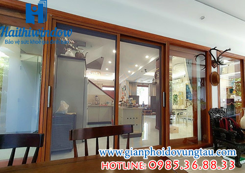 cửa lùa chống muỗi chống trộm nhôm vân gỗ