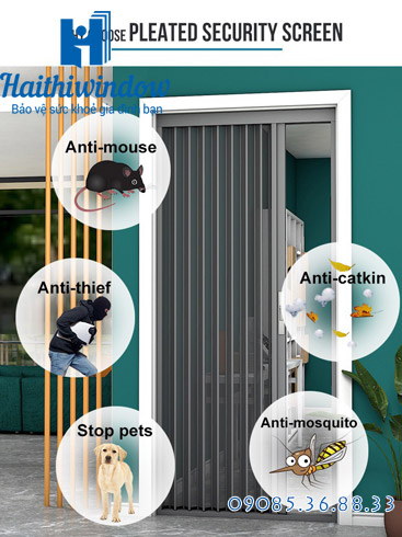 cửa chống muỗi xếp lá nhôm an ninh